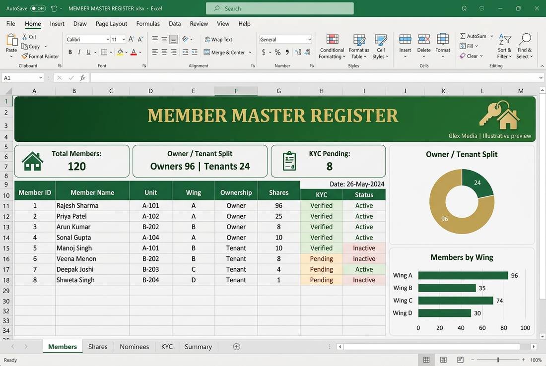 Member Master Register — Module 2 · Member records dashboard preview