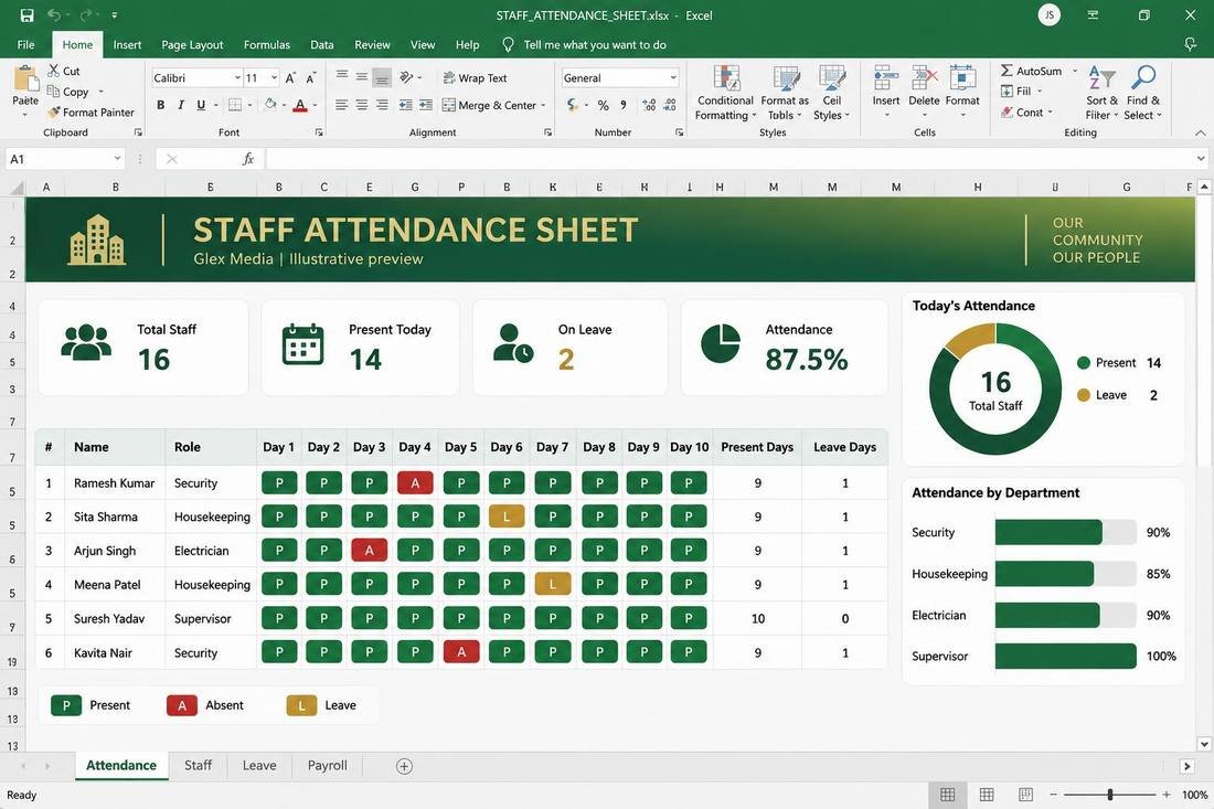 Staff Attendance Sheet — Module 5 · Staff management dashboard preview
